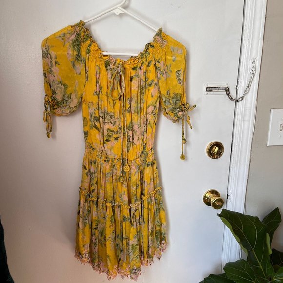 Hemant and Nandita Floral Off-Shoulder Mini Dress - Picture 2 of 4